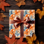 Papel De Regalo Boho Caall Floral Blooms Terracotta Apricot Azul<br><div class="desc">Hermosamente boho en el estilo,  esta cascada | el patrón otoño presenta flores en albaricoque,  rosa atardecer y terracota con follaje azul claro a oscuro sobre un fondo blanco. Perfecto para celebrar ocasiones de otoño,  desde novias y bodas hasta duchas para bebés y fiestas de cumpleaños.</div>