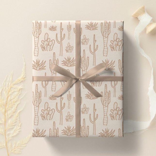 Papel De Regalo Boho Cactus Western Southern Desert Warm Neutral (Subido por el creador)
