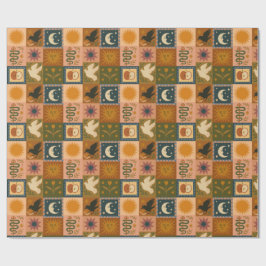 Papel De Regalo Boho Celestial | Sol y luna retro