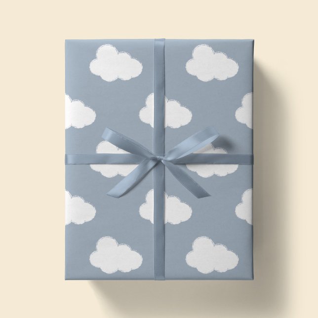 Papel De Regalo Boho Clouds Sky Simple Gender Neutral Kids Blue (Subido por el creador)