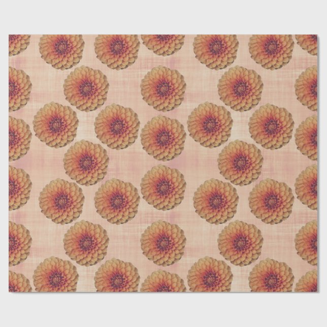 Papel De Regalo Boho Dahlia Floral Rustic Country Wrapping Paper (Superficie plana)