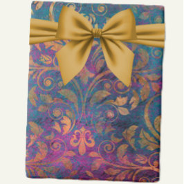 Papel De Regalo Boho damask elegante oro azul morado
