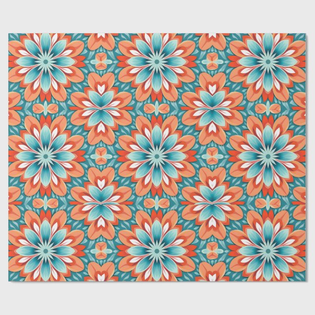 Papel De Regalo Boho de energía de flor retro estilo hippie de los (Superficie plana)