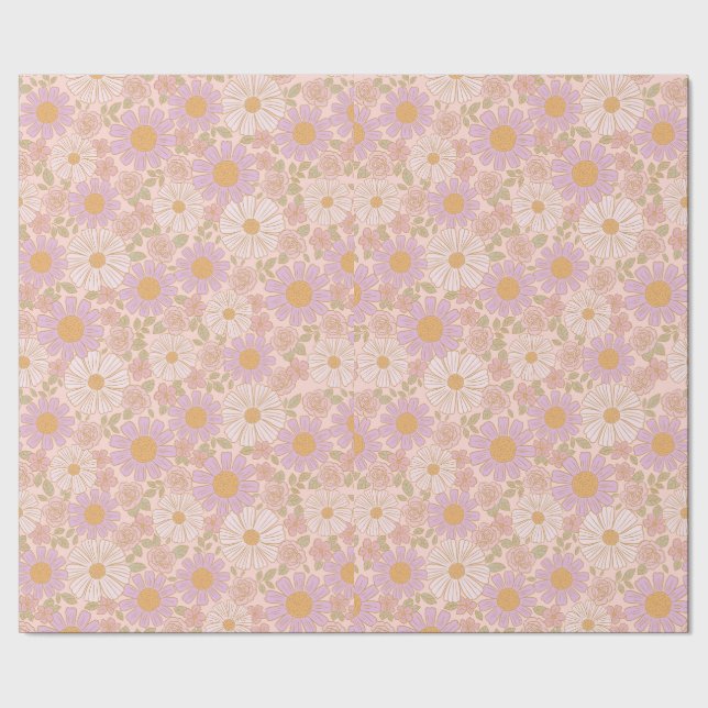 Papel de regalo boho de florales suaves de primave (Costura)