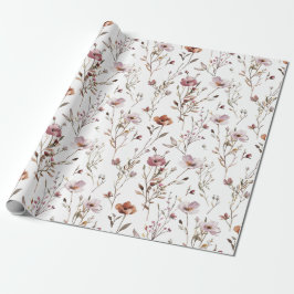 Papel de regalo boho de flores silvestres elegante
