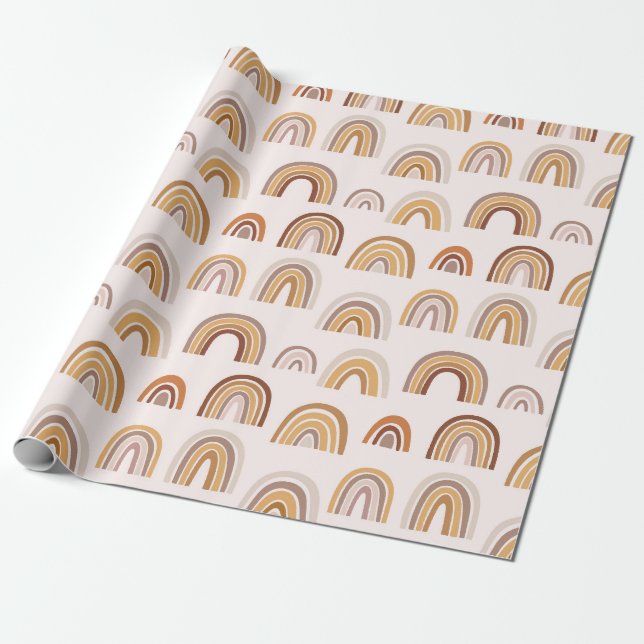 Papel De Regalo Boho Deert Rainbow Abstract Arch Pattern Taupe (Desenrollado)