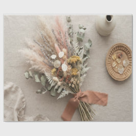 Papel De Regalo Boho Dried Flowers Wrapping Paper