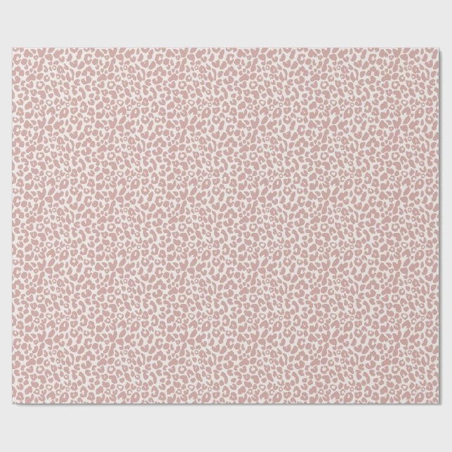 Papel De Regalo Boho Dusty Rose Leopard Print  (Superficie plana)