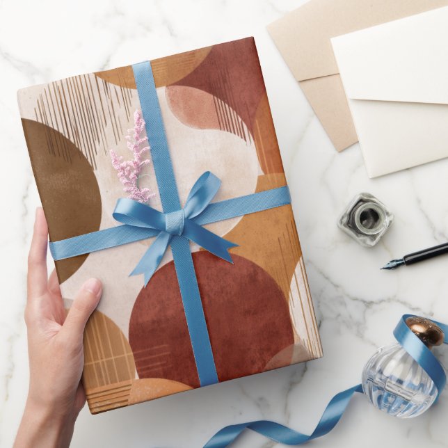 Papel De Regalo Boho Earth Tones Terracotta Geometric Pattern (Regalar)