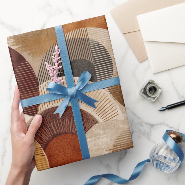 Papel De Regalo Boho Earth Tones Terracotta Geometric Pattern (Regalar)