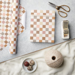 Papel De Regalo Boho Earthy Check Checkerboard Checkered Girly
