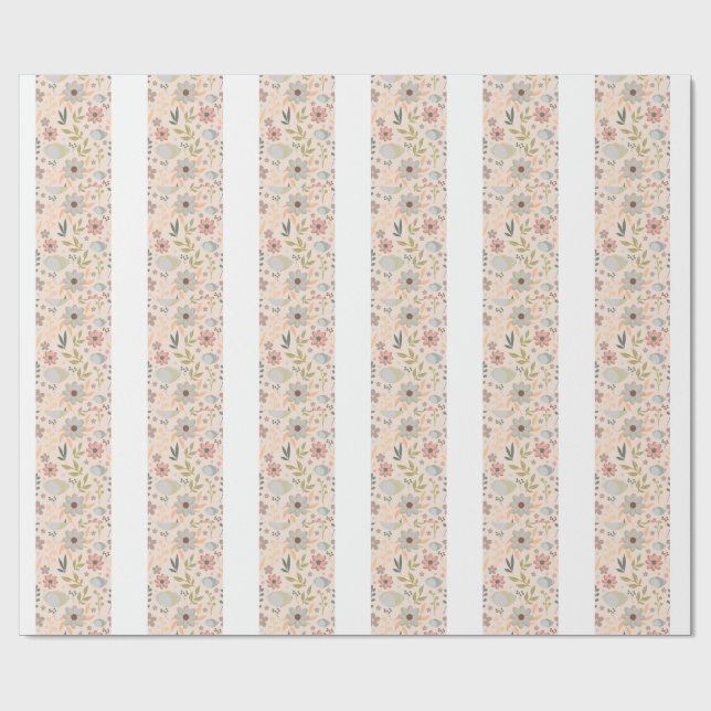 Papel De Regalo Boho Floral Wrapping Paper Pattern-Cute Aesthetic (Superficie plana)