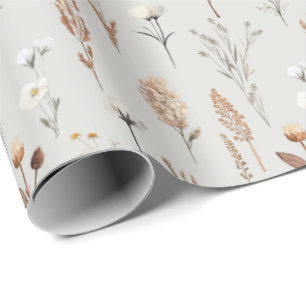 Papel De Regalo Boho flores malezas silvestres rústico