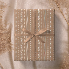 Papel De Regalo Boho Geométrico de Franja Sureño Calido Neutro Bei