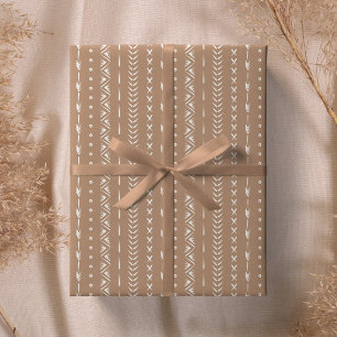 Papel De Regalo Boho Geométrico de Franja Sureño Calido Neutro Bei