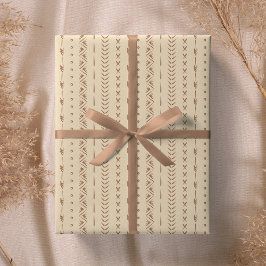 Papel De Regalo Boho Geométrico de Franja Suroeste Cálido Neutral
