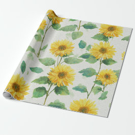 Papel De Regalo Boho Girasol Amarillo Patrón Floral Primavera Vera