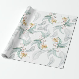 Papel De Regalo Boho Gray Mint Watercolor Eucalyptus Floral