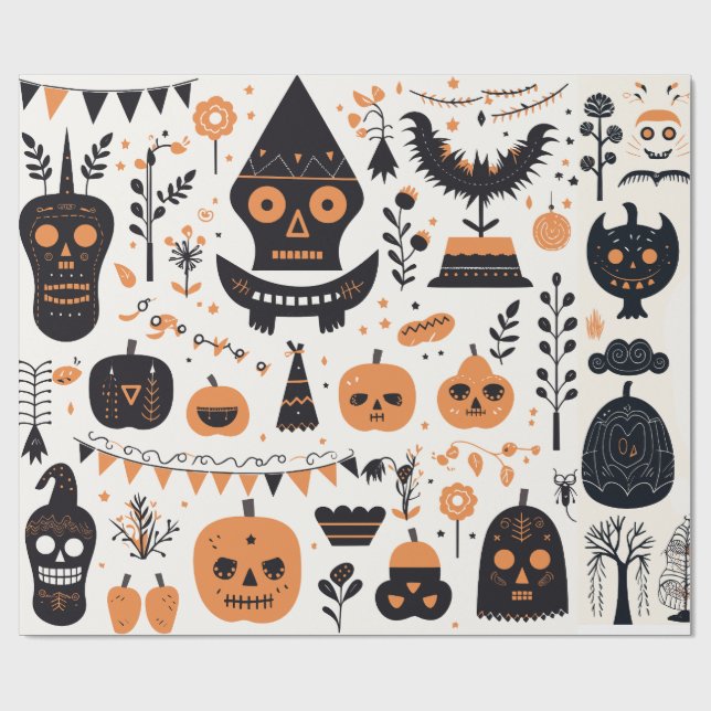 Papel De Regalo Boho Halloween lindo Fiesta Embellish (Superficie plana)
