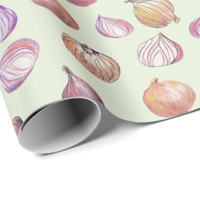 Papel De Regalo Boho Kitchen Onions Sage Veggie (Esquina del rollo)