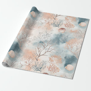 Papel De Regalo Boho Luxe Patrón de Coral Costero con Acuarela (4)