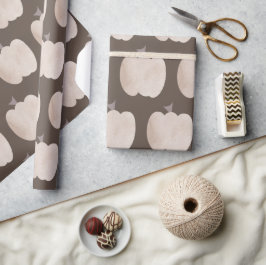 Papel de regalo boho marrón de calabaza de otoño