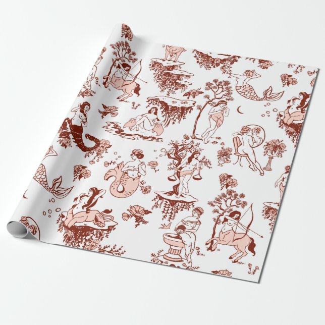 Papel De Regalo Boho Moda Zodiac Rótulo Toile Patrón Astrología Re (Desenrollado)