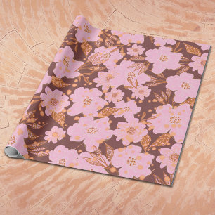 Papel De Regalo Boho Naranja Rust Todas Las Ocasiones Regalo Flora