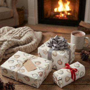 Papel De Regalo Boho navidad adornos cálidos invierno vintage