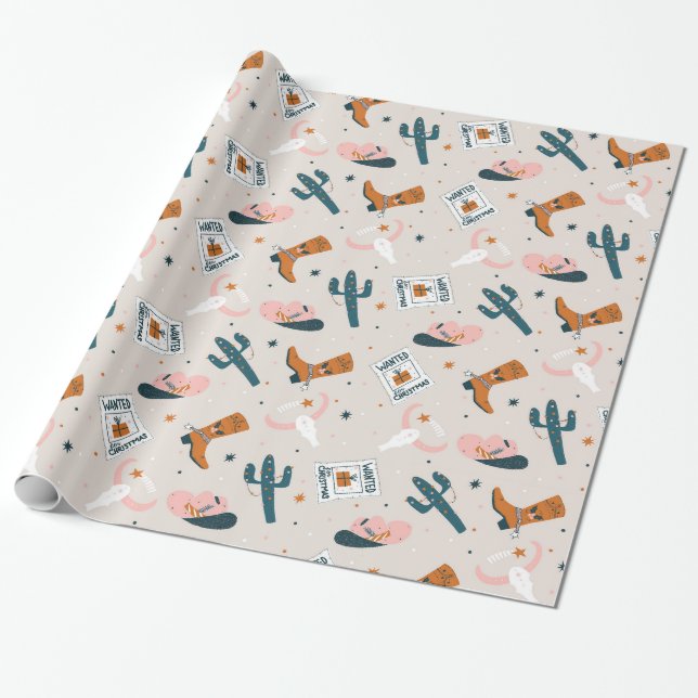 Papel De Regalo Boho Navidades occidentales - Beige (Desenrollado)