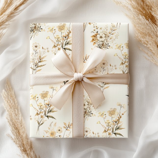 Papel De Regalo Boho Neutral Beige Bridal Floral (Subido por el creador)