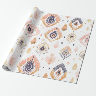 Papel De Regalo Boho Neutral Feather