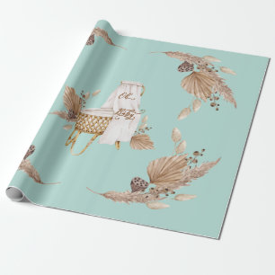 Papel De Regalo Boho Oh Baby Bassinet Turquoise Baby Shower 
