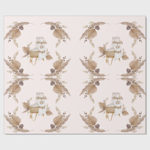 Papel De Regalo Boho Oh Baby Brown Bassinet Rosa Personalizado II