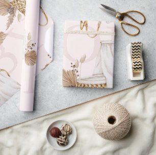 Papel De Regalo Boho Oh Baby Brown & Pink Bassinet Roll