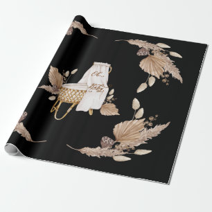 Papel De Regalo Boho Oh Baby Brown y Black Bassinet