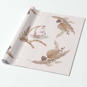 Papel De Regalo Boho Oh Baby Brown y Pink Swing