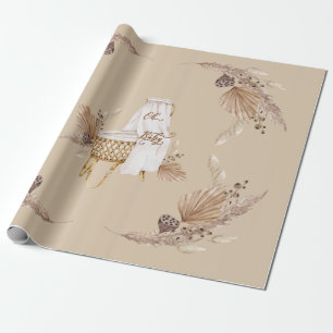 Papel De Regalo Boho Oh Baby Brown y Tan Bassinet