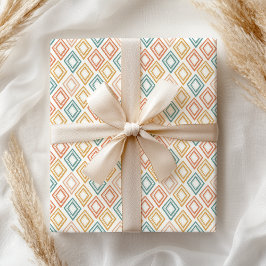 Papel De Regalo Boho Pastel Femenino Geométrico Retro Rosa Verde