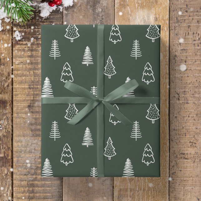 Papel De Regalo Boho Pine Trees Modern Christmas Minimalist Forest (Subido por el creador)