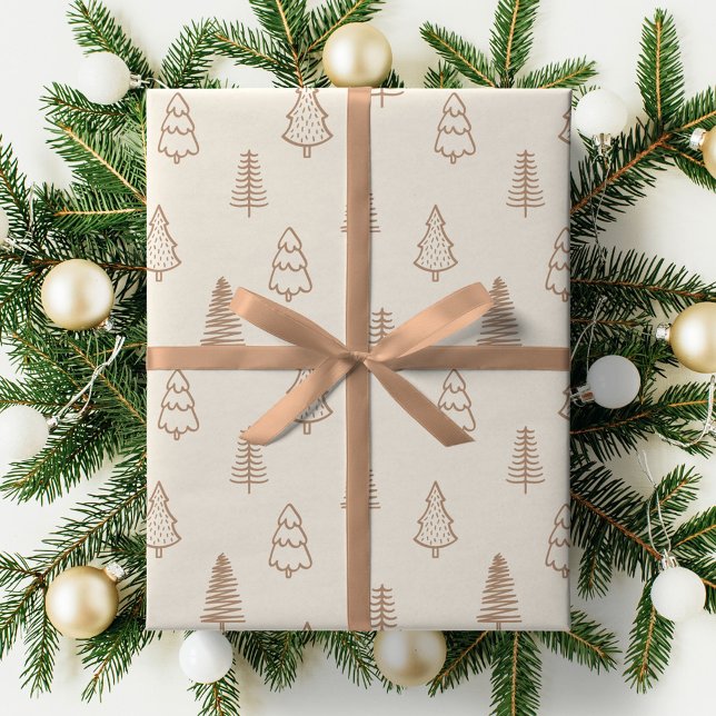 Papel De Regalo Boho Pine Trees Neutral Winter Minimalist Forest (Subido por el creador)