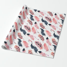 Papel De Regalo Boho Pink Feathers