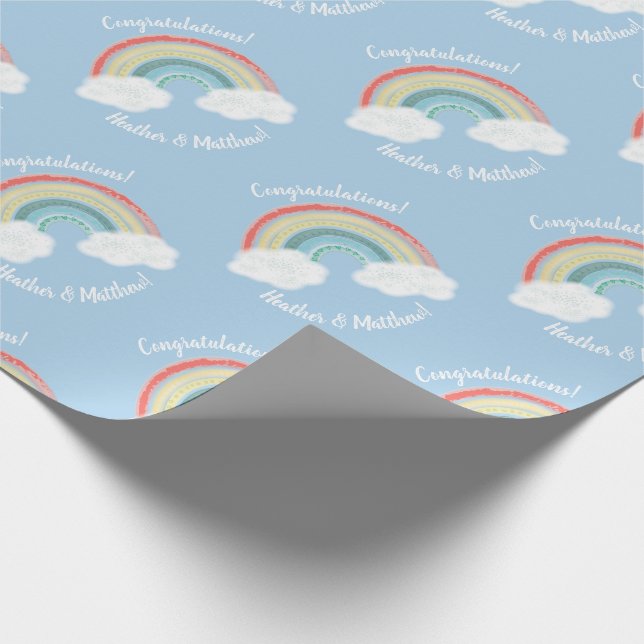 Papel De Regalo Boho Rainbow Baby Shower Blue Boy (Esquina)
