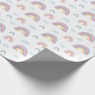 Papel De Regalo Boho Rainbows Bonito azul rosado