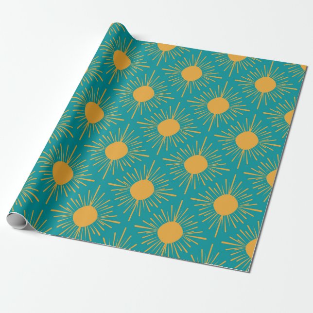 Papel De Regalo Boho Ray de Sun Turquoise (Desenrollado)