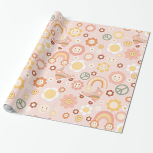 Papel De Regalo boho retro hippie groovy pastel