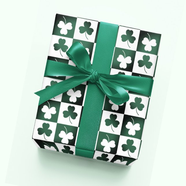 Papel De Regalo Boho Retro Shamrock Clover Leaf Patrones Flores (Subido por el creador)