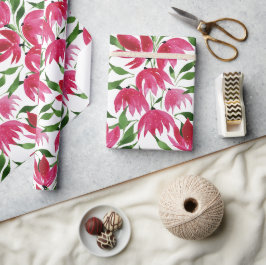 Papel De Regalo Boho Rosa Floral Acuarela