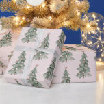 Papel De Regalo Boho Rubor Pink Green Christmas Tree<br><div class="desc">Ornamentos y renos de árboles verdes rosados de la Boho Rubor</div>
