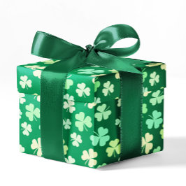 Papel De Regalo Boho Shamrock Clover Pastel Green Leaf Floral Guay